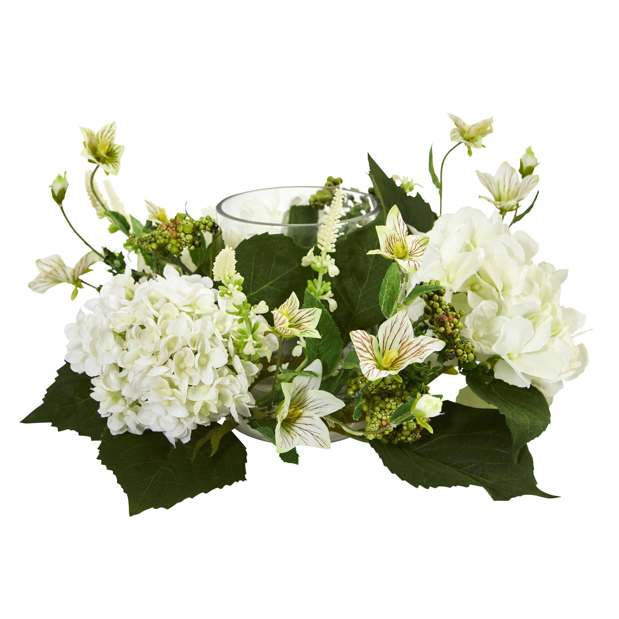6" Hydrangea Artificial Arrangement Candelabrum